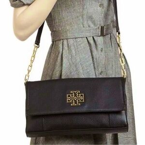 Tory Burch Black Crossbody Bag with Gold Chain